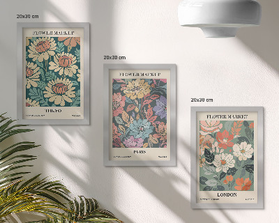 Tríptico enmarcado Carteles florales Tokio París Londres