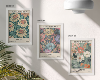 Tríptico enmarcado Carteles florales Tokio París Londres