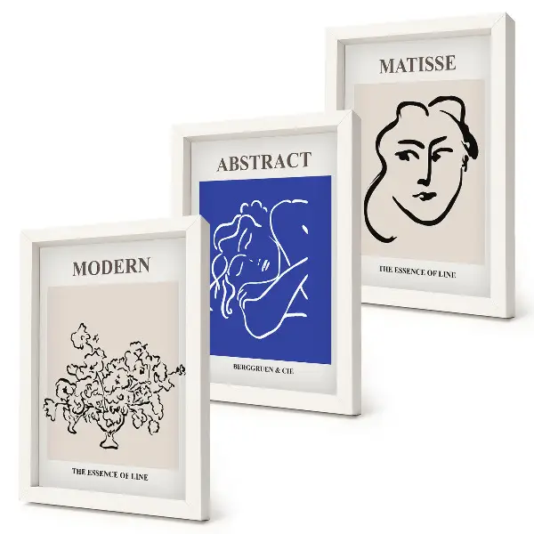 Tríptico enmarcado con diseños abstractos al estilo de Henri Matisse