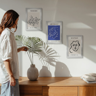 Tríptico enmarcado Carteles al estilo moderno y abstracto de Henri Matisse.