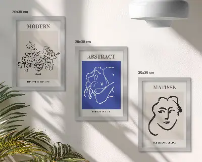 Tríptico enmarcado con diseños abstractos al estilo de Henri Matisse