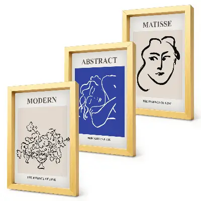 Tríptico enmarcado con diseños abstractos al estilo de Henri Matisse