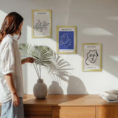 Tríptico enmarcado Carteles al estilo moderno y abstracto de Henri Matisse.