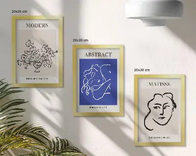 Tríptico enmarcado con diseños abstractos al estilo de Henri Matisse