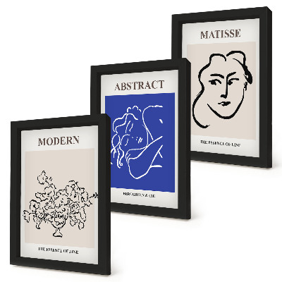 Tríptico enmarcado Carteles al estilo moderno y abstracto de Henri Matisse.