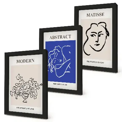 Tríptico enmarcado con diseños abstractos al estilo de Henri Matisse