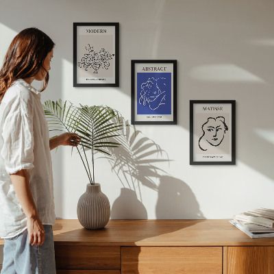 Tríptico enmarcado Carteles al estilo moderno y abstracto de Henri Matisse.