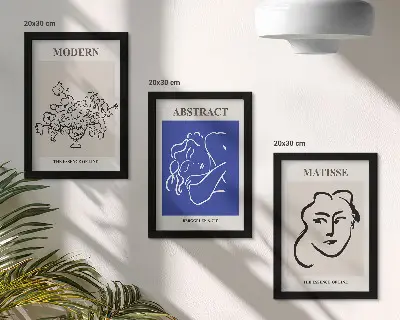 Tríptico enmarcado con diseños abstractos al estilo de Henri Matisse