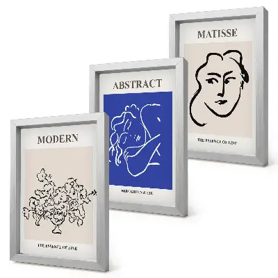 Tríptico enmarcado con diseños abstractos al estilo de Henri Matisse