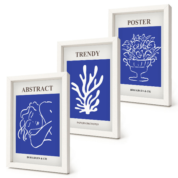 Juego de 3 cuadros decorativos Elegantes carteles azules de Henri Matisse