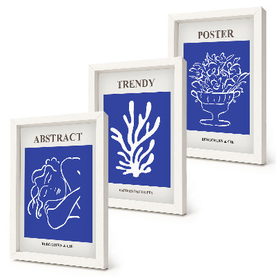 Juego de 3 cuadros decorativos Elegantes carteles azules de Henri Matisse