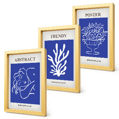 Juego de 3 cuadros decorativos Elegantes carteles azules de Henri Matisse