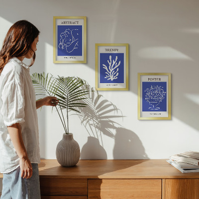 Juego de 3 cuadros decorativos Elegantes carteles azules de Henri Matisse