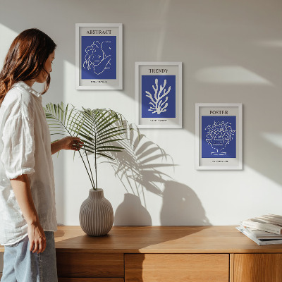 Juego de 3 cuadros decorativos Elegantes carteles azules de Henri Matisse