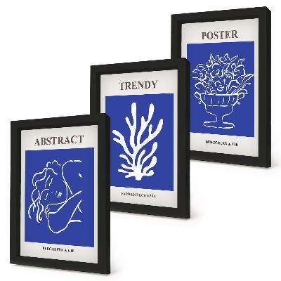 Juego de 3 cuadros decorativos Elegantes carteles azules de Henri Matisse