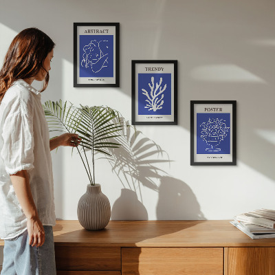 Juego de 3 cuadros decorativos Elegantes carteles azules de Henri Matisse