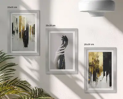 Tríptico enmarcado patrones de pintura abstracta con dos manos