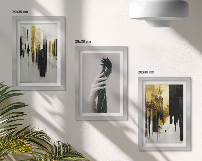 Tríptico enmarcado Patrones de pintura abstracta y dos manos