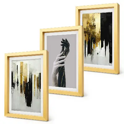 Tríptico enmarcado patrones de pintura abstracta con dos manos