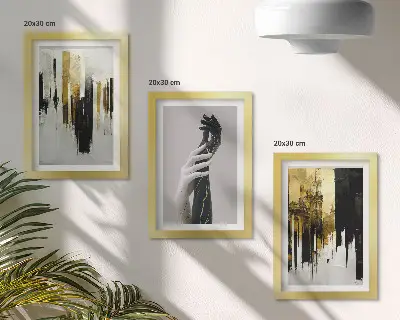 Tríptico enmarcado patrones de pintura abstracta con dos manos
