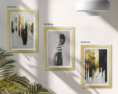 Tríptico enmarcado Patrones de pintura abstracta y dos manos