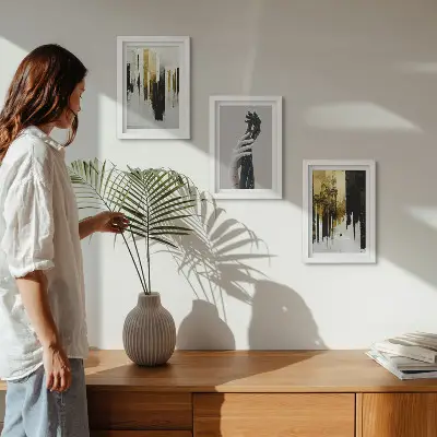 Tríptico enmarcado patrones de pintura abstracta con dos manos