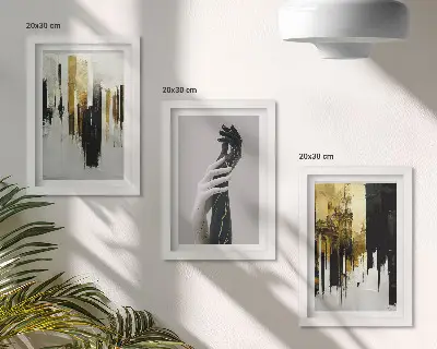 Tríptico enmarcado patrones de pintura abstracta con dos manos