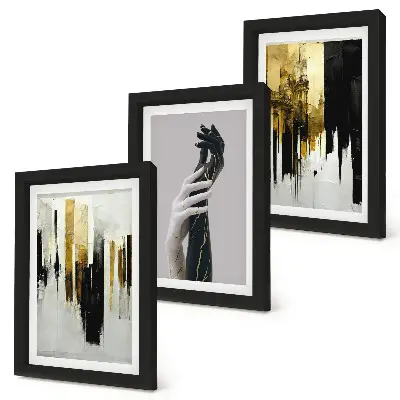 Tríptico enmarcado patrones de pintura abstracta con dos manos