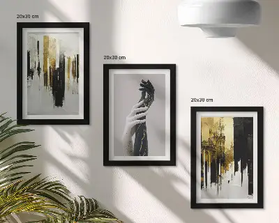 Tríptico enmarcado patrones de pintura abstracta con dos manos