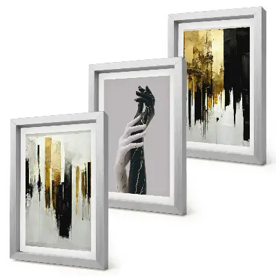 Tríptico enmarcado patrones de pintura abstracta con dos manos