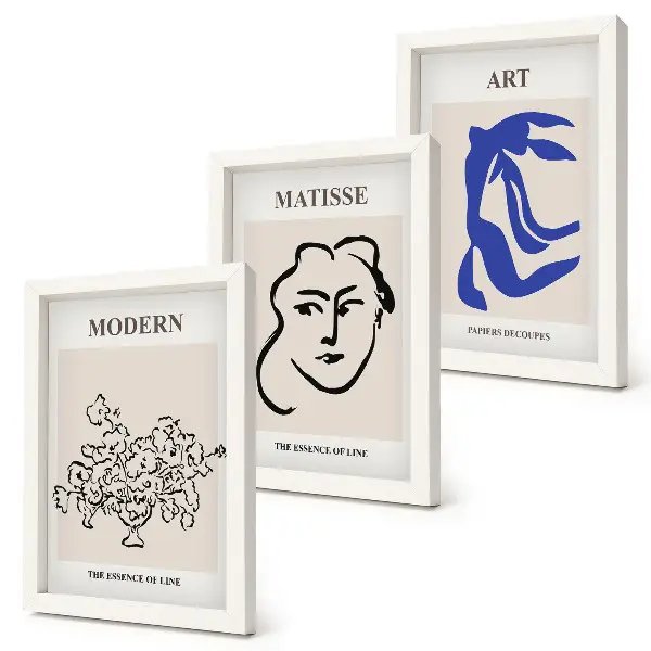 Juego de 3 cuadros decorativos con carteles abstractos al estilo minimalista de Henri Matisse