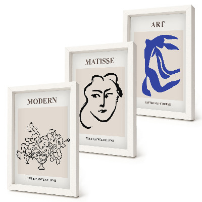 Juego de 3 cuadros decorativos Carteles abstractos al estilo minimalista de Henri Matisse.