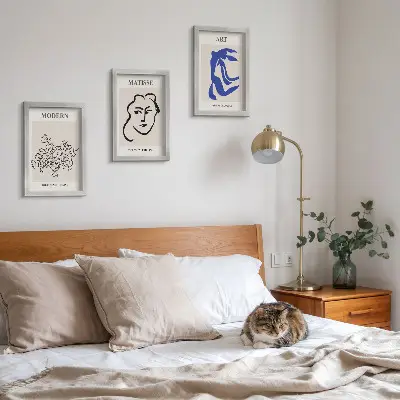 Juego de 3 cuadros decorativos con carteles abstractos al estilo minimalista de Henri Matisse