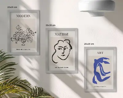Juego de 3 cuadros decorativos con carteles abstractos al estilo minimalista de Henri Matisse