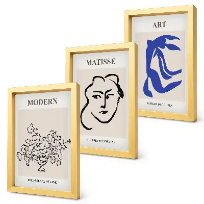 Juego de 3 cuadros decorativos con carteles abstractos al estilo minimalista de Henri Matisse
