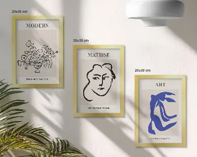 Juego de 3 cuadros decorativos con carteles abstractos al estilo minimalista de Henri Matisse
