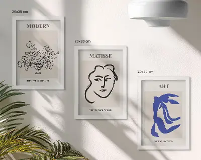 Juego de 3 cuadros decorativos con carteles abstractos al estilo minimalista de Henri Matisse