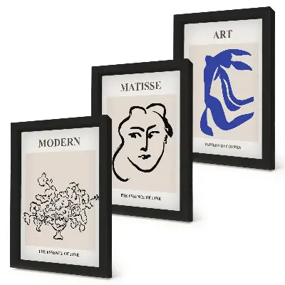 Juego de 3 cuadros decorativos con carteles abstractos al estilo minimalista de Henri Matisse