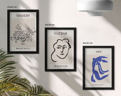 Juego de 3 cuadros decorativos Carteles abstractos al estilo minimalista de Henri Matisse.