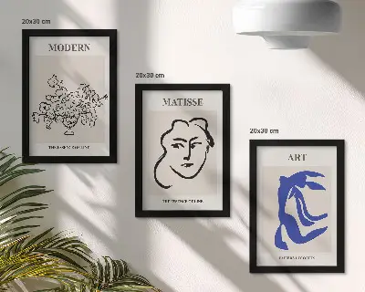 Juego de 3 cuadros decorativos con carteles abstractos al estilo minimalista de Henri Matisse