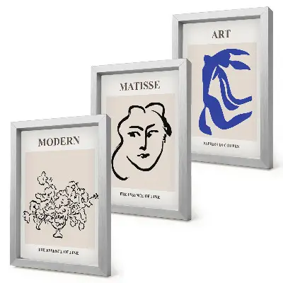 Juego de 3 cuadros decorativos con carteles abstractos al estilo minimalista de Henri Matisse