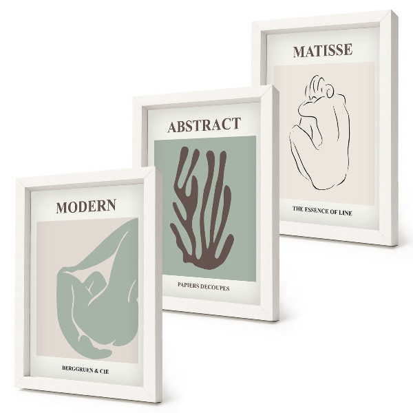 Juego de 3 cuadros decorativos Elegantes pinturas con motivos abstractos de Henri Matisse.