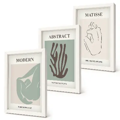 Juego de 3 cuadros decorativos con elegantes pinturas de motivos abstractos de Henri Matisse