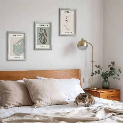 Juego de 3 cuadros decorativos con elegantes pinturas de motivos abstractos de Henri Matisse