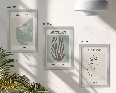 Juego de 3 cuadros decorativos con elegantes pinturas de motivos abstractos de Henri Matisse