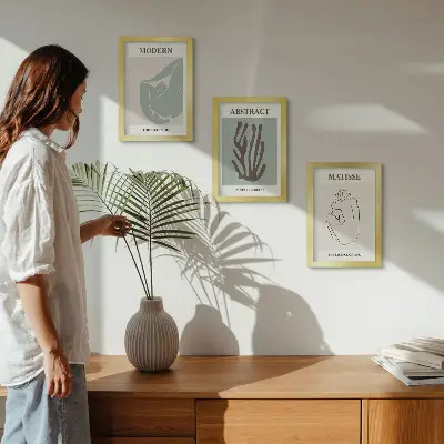 Juego de 3 cuadros decorativos con elegantes pinturas de motivos abstractos de Henri Matisse