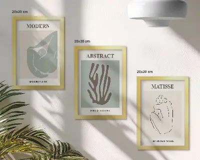 Juego de 3 cuadros decorativos con elegantes pinturas de motivos abstractos de Henri Matisse
