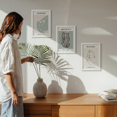 Juego de 3 cuadros decorativos Elegantes pinturas con motivos abstractos de Henri Matisse.