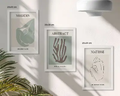 Juego de 3 cuadros decorativos con elegantes pinturas de motivos abstractos de Henri Matisse