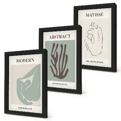 Juego de 3 cuadros decorativos con elegantes pinturas de motivos abstractos de Henri Matisse